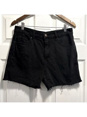 BDG Urban Outfitters High Rise Shorts Black Jean Frayed Hem Denim Size 31